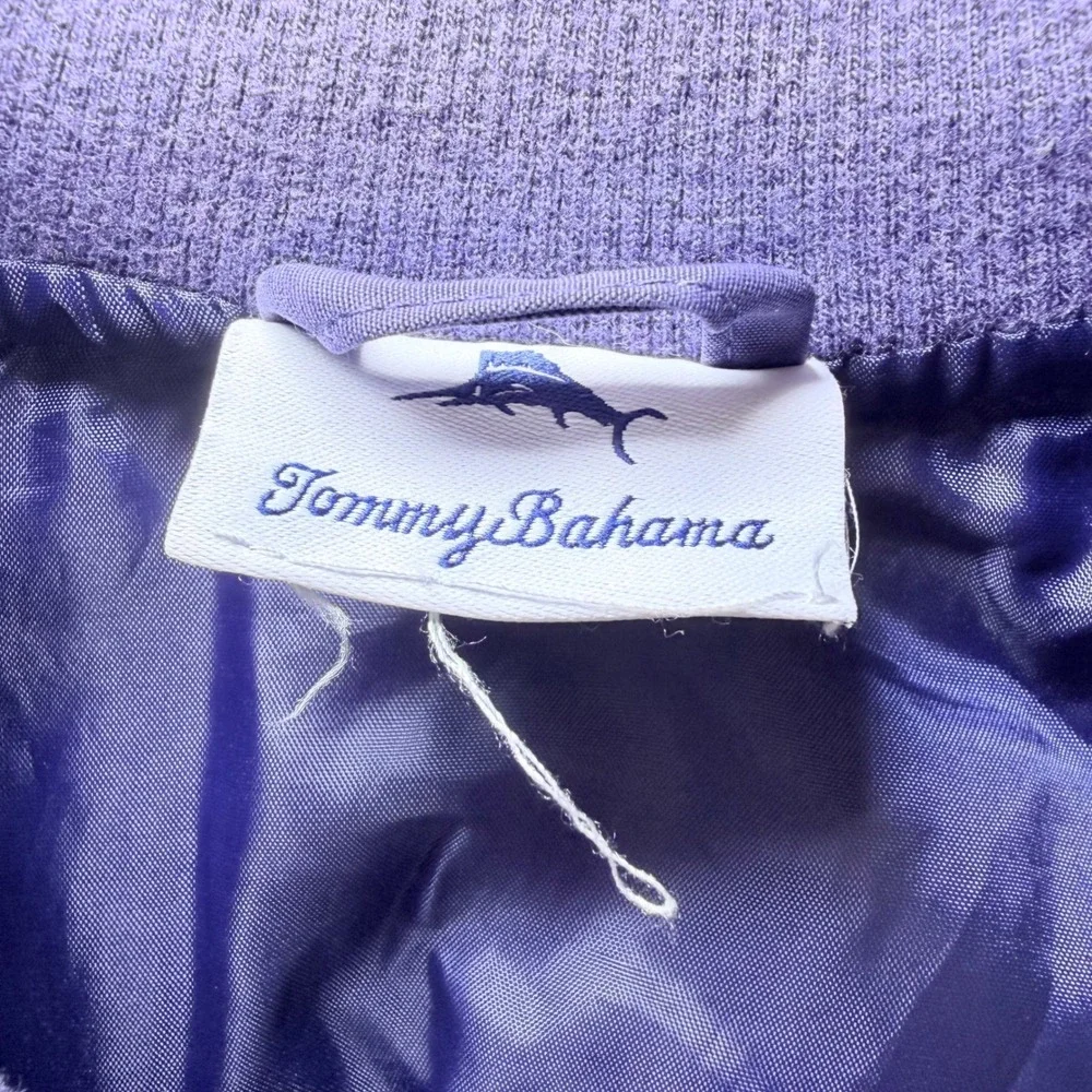 Tommy Bahama‎ Kids Varsity Bomber Jacket Purple White Letterman C Patch